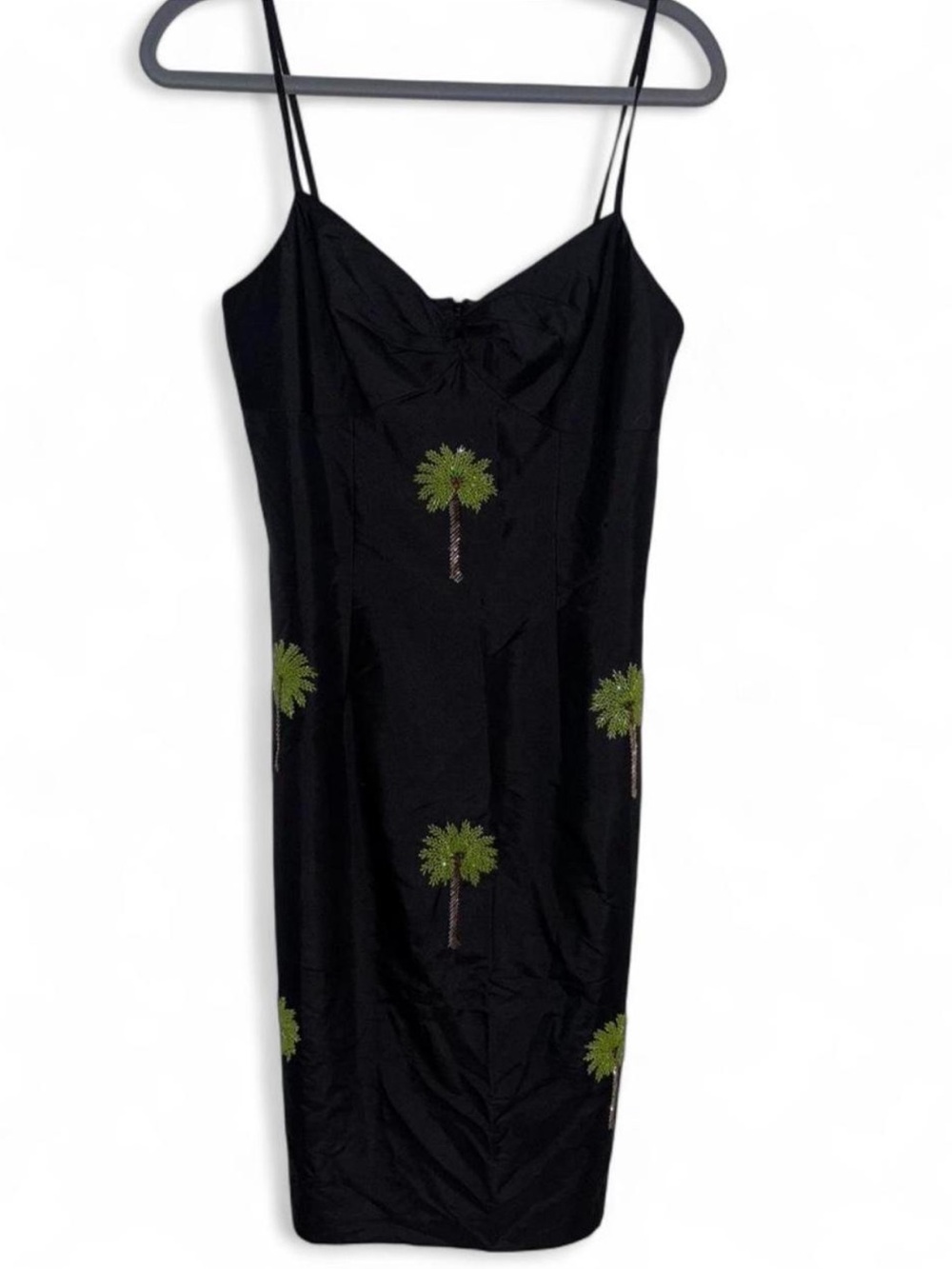 Vintage 100% Silk Beaded Palm tree slip dress NWT